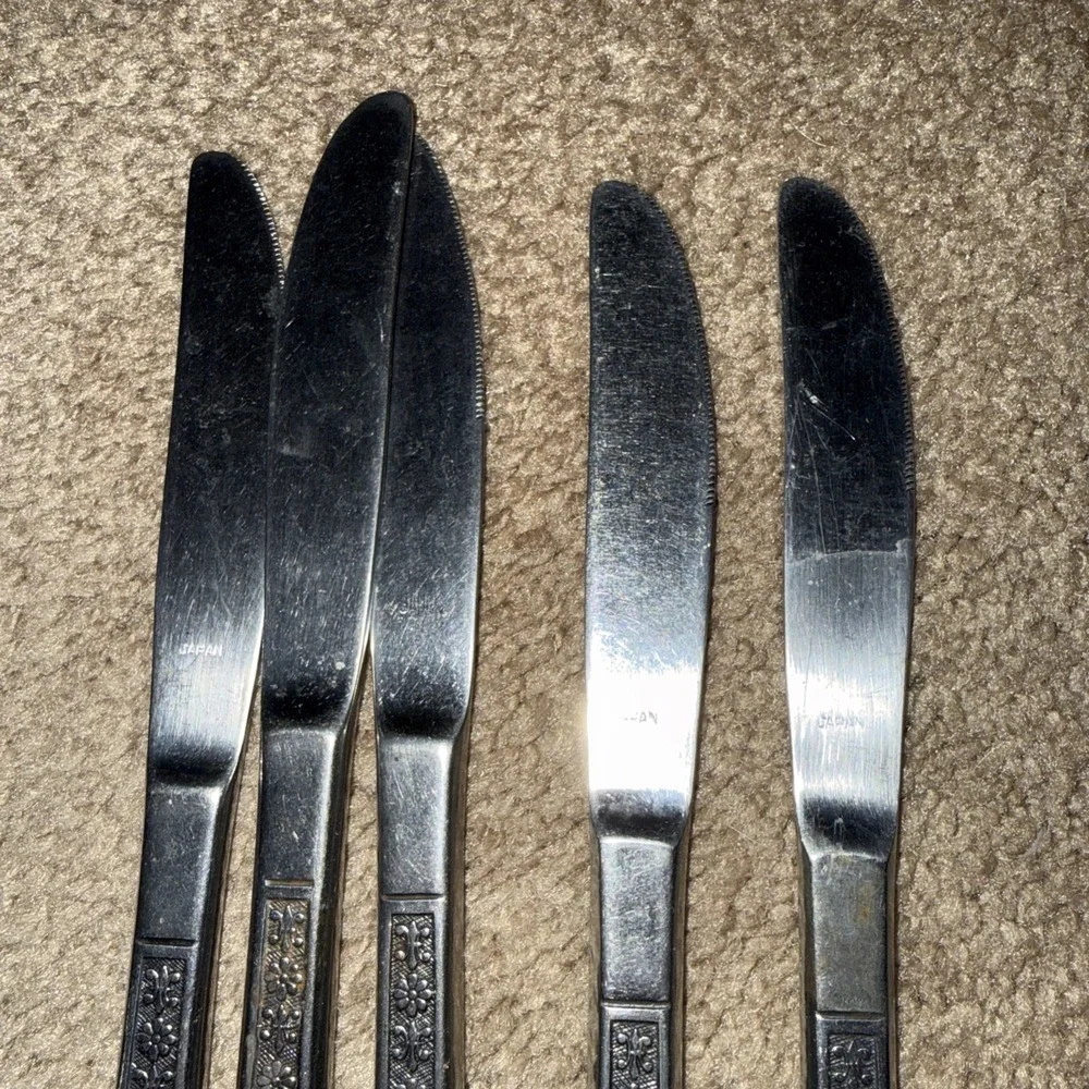 Vintage 70's Interpur FLORENZ Stainless 5 Knives Mid Century Modern